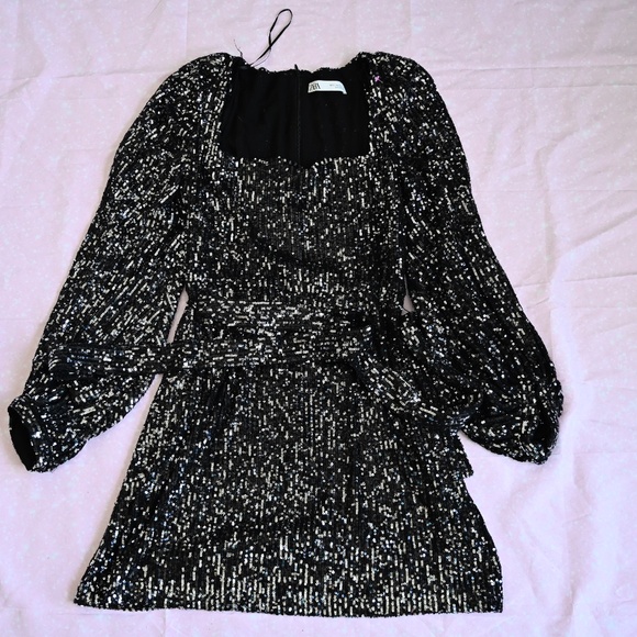 Zara Black Sequin Mini Dress – Size S ✨ - Picture 1 of 3